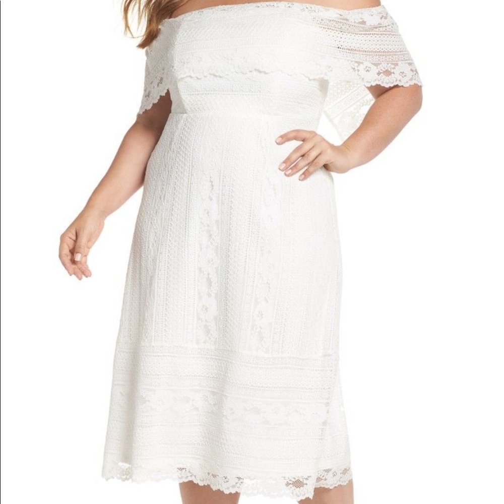 City Chic Off the Shoulder Lace Dress Size L/20 Spring Summer Wedding Rehearsal